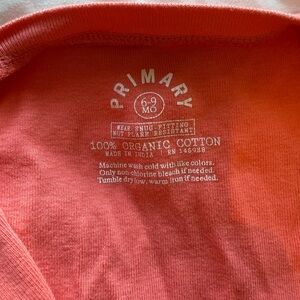 EUC Primary Organic Cotton Baby Zippy 6-9 months orange pink coral